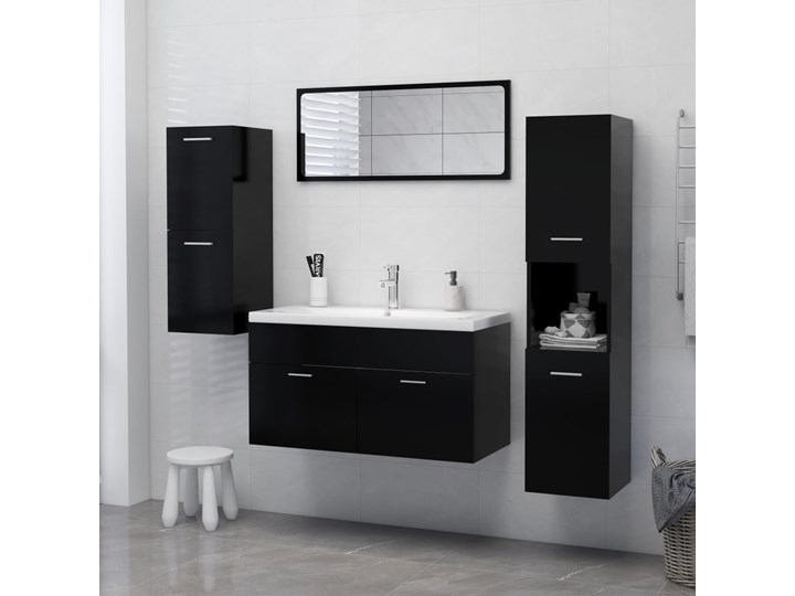 vidaXL 804998  Bathroom Cabinet Black 30x30x130 cm Engineered Wood Pionowe Wiszące Płyta MDF Płyta stolarska Słupek Kategoria Szafki stojące
