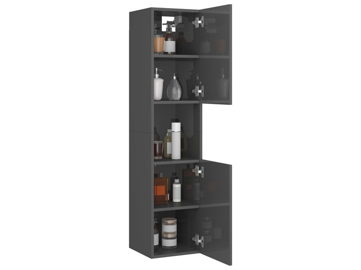 vidaXL Szafka łazienkowa, szara, wysoki połysk, 30x30x130 cm, płyta Płyta stolarska Pionowe Słupek Płyta MDF Wykończenie Błyszczące