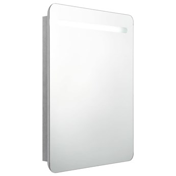 vidaXL Szafka łazienkowa z lustrem i LED, szarość betonu, 60x11x80 cm