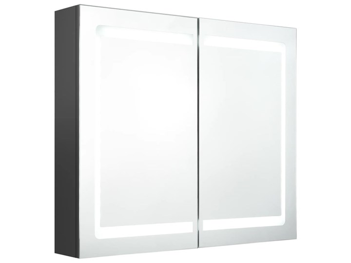 vidaXL Szafka łazienkowa z lustrem i LED, szara, 80x12x68 cm