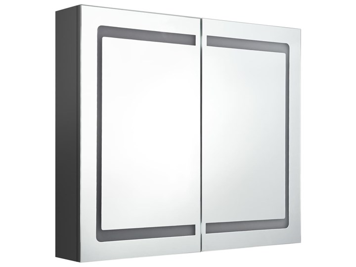 vidaXL Szafka łazienkowa z lustrem i LED, szara, 80x12x68 cm Szkło Płyta MDF Kategoria Szafki stojące Wiszące Kolor Przezroczysty