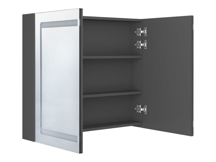 vidaXL Szafka łazienkowa z lustrem i LED, szara, 80x12x68 cm Szkło Wiszące Kategoria Szafki stojące Płyta MDF Kolor Przezroczysty