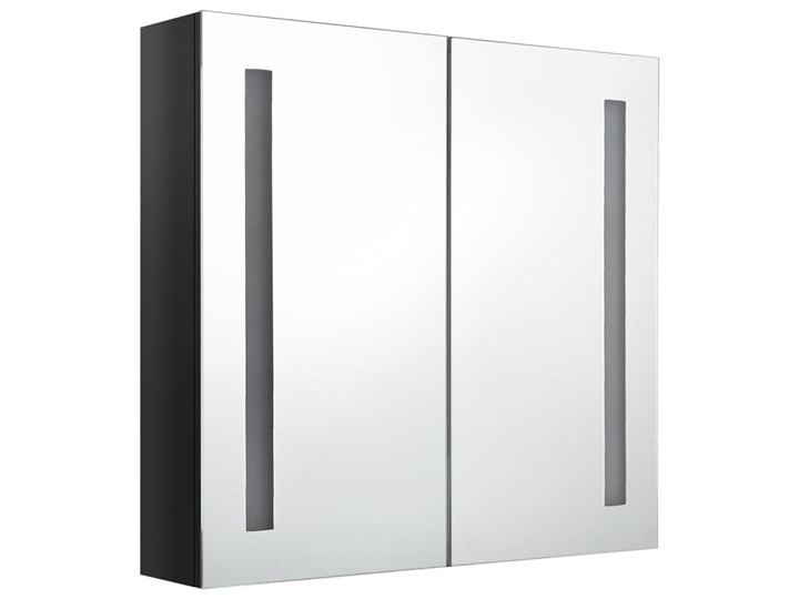 vidaXL Szafka łazienkowa z lustrem i LED, czerń z połyskiem 62x14x60cm Wysokość 60 cm Głębokość 14 cm Szafki Szerokość 62 cm Wiszące Kategoria Szafki stojące