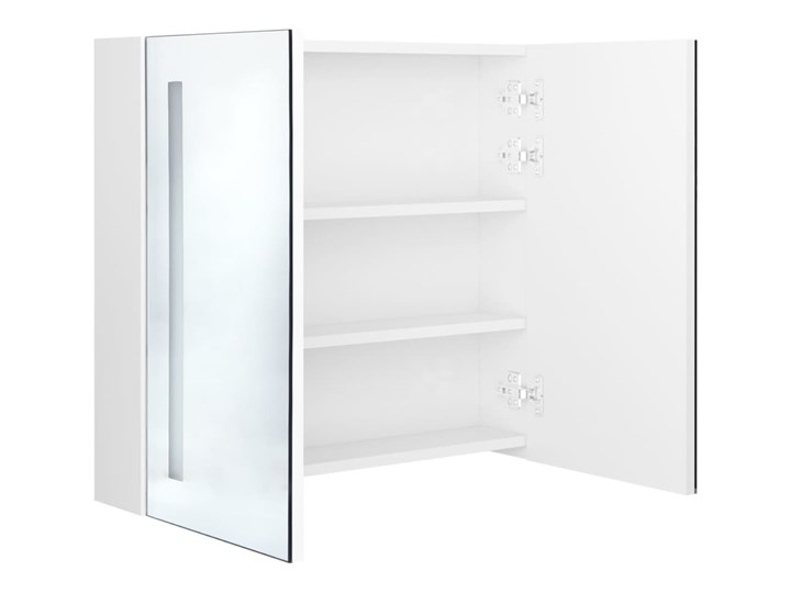 vidaXL Szafka łazienkowa z lustrem i LED, biel z połyskiem 62x14x60 cm Szkło Szafki Szerokość 62 cm Płyta MDF Głębokość 14 cm Wiszące Kolor Biały Rodzaj frontu Drzwiczki