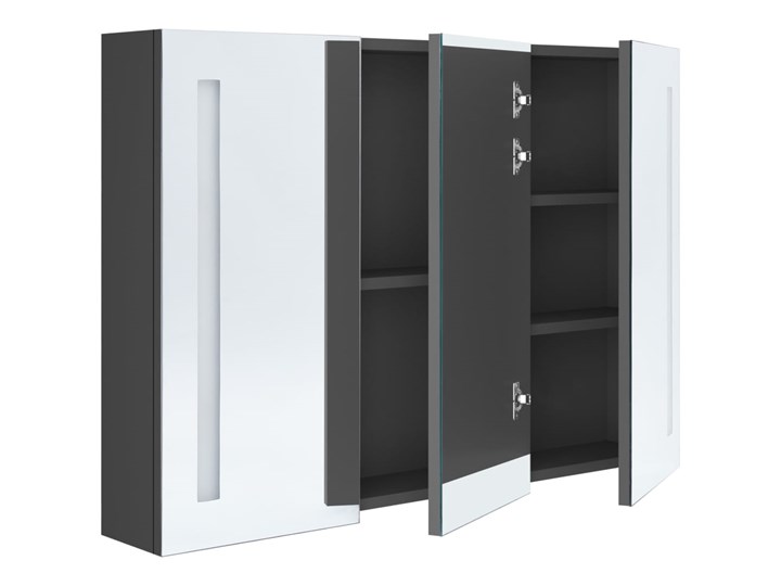 vidaXL Szafka łazienkowa z lustrem i LED, 89 x 14 x 62 cm, szara Szerokość 89 cm Szkło Głębokość 14 cm Wiszące Szafki Płyta MDF Kategoria Szafki stojące Rodzaj frontu Drzwiczki