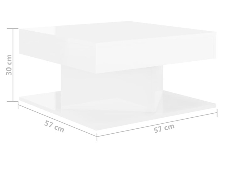 vidaXL Stolik kawowy, biały, wysoki połysk, 57x57x30 cm, płyta wiórowa Szerokość 57 cm Długość 57 cm Kształt blatu Kwadratowe Kategoria Stoliki i ławy