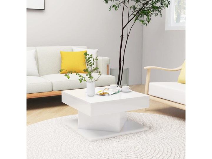 vidaXL Stolik kawowy, biały, wysoki połysk, 57x57x30 cm, płyta wiórowa Kształt blatu Kwadratowe Szerokość 57 cm Długość 57 cm Kategoria Stoliki i ławy