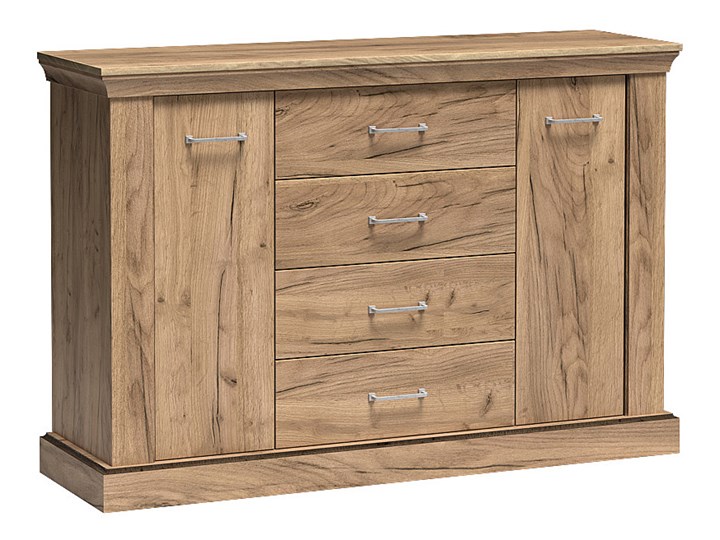 Komoda w dekorze kraft złoty - Almira 5X Z witrynami Z szufladami Pomieszczenie Salon Szerokość 60 cm Głębokość 42 cm Wysokość 96 cm Płyta MDF Szerokość 142 cm Pomieszczenie Pokój nastolatka