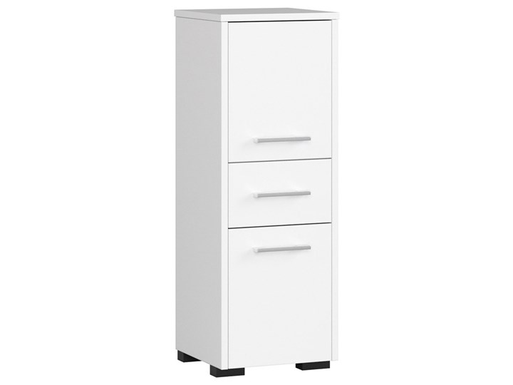Biały półsłupek łazienkowy z szufladą - Mireco 3X Rodzaj frontu Szuflady Płyta MDF Drewno Regał Głębokość 30 cm Wysokość 85 cm Szerokość 30 cm Kategoria Szafki stojące