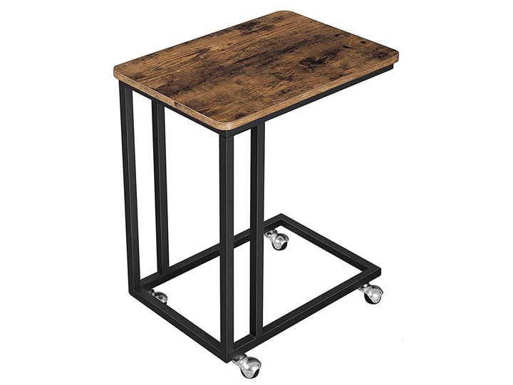 Industrialny mobilny stolik pod laptopa - Aser Stal Wysokość 61 cm Beton Metal Drewno Zestaw stolików Rodzaj nóg Kółka