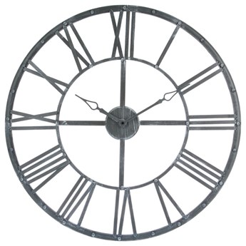 Zegar wiszący z metalu, tarcza z dużymi elementami w stylu vintage