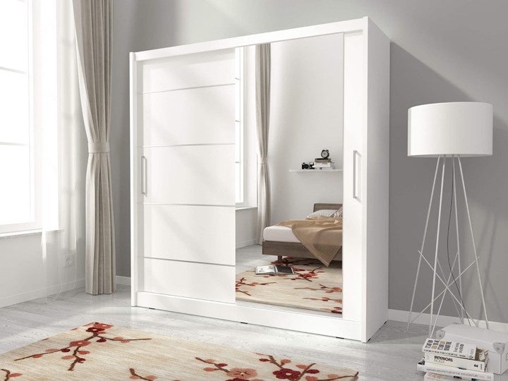 Szafa przesuwna MAJA I ALU 180 Kolor do wyboru Wysokość 200 cm Szerokość 180 cm Głębokość 62 cm Płyta laminowana Płyta MDF Metal Styl Nowoczesny