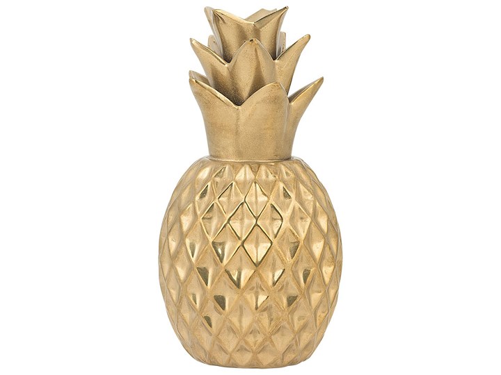 Beliani Figurka złoty ananas ozdoba dekoracyjna na stół ceramiczna 23 cm Ceramika Metal Owoce Kategoria Figury i rzeźby