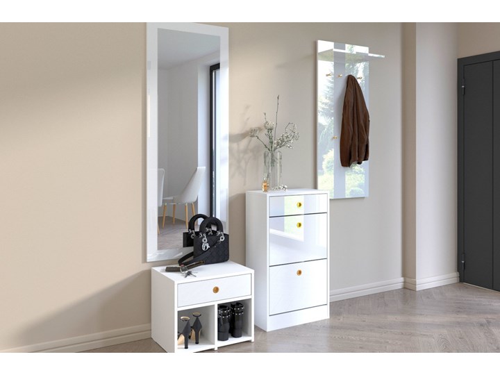 Lustro Dancan MIRAGE w białej ramie 160 x 60 cm / wysoki połysk Lustro z ramą Ścienne Prostokątne Pomieszczenie Przedpokój