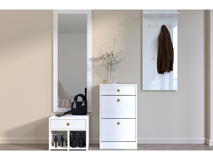 Lustro Dancan MIRAGE w białej ramie 160 x 60 cm / wysoki połysk Prostokątne Ścienne Lustro z ramą Styl Nowoczesny