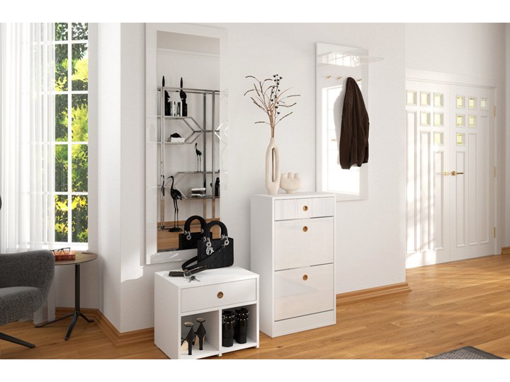 Lustro Dancan MIRAGE w białej ramie 160 x 60 cm / wysoki połysk Prostokątne Styl Nowoczesny Lustro z ramą Ścienne Kolor Biały