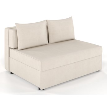 Beżowa rozkładana sofa Dancan OLGA z funkcją spania i pojemnikiem na pościel / szerokość 136 cm