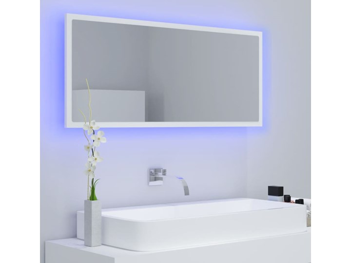 vidaXL Lustro łazienkowe z LED, białe, 100x8,5x37 cm, płyta wiórowa Prostokątne Lustro podświetlane Ścienne Kolor Biały Pomieszczenie Łazienka