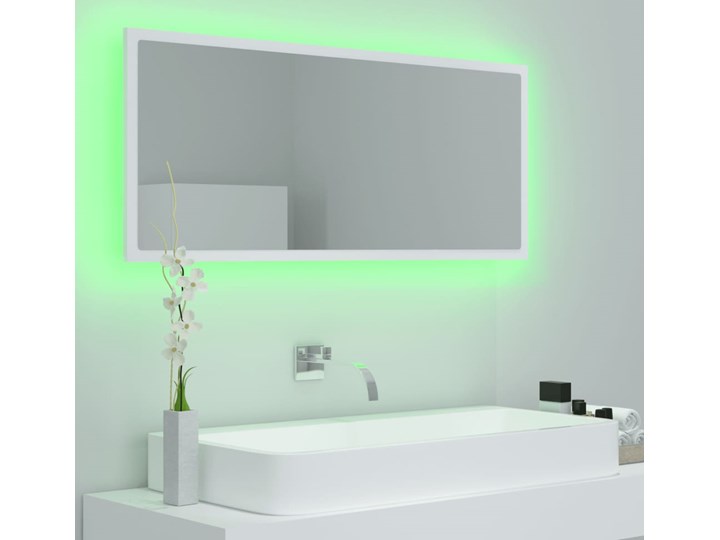 vidaXL Lustro łazienkowe z LED, białe, 100x8,5x37 cm, płyta wiórowa Kolor Biały Ścienne Lustro podświetlane Prostokątne Styl Nowoczesny