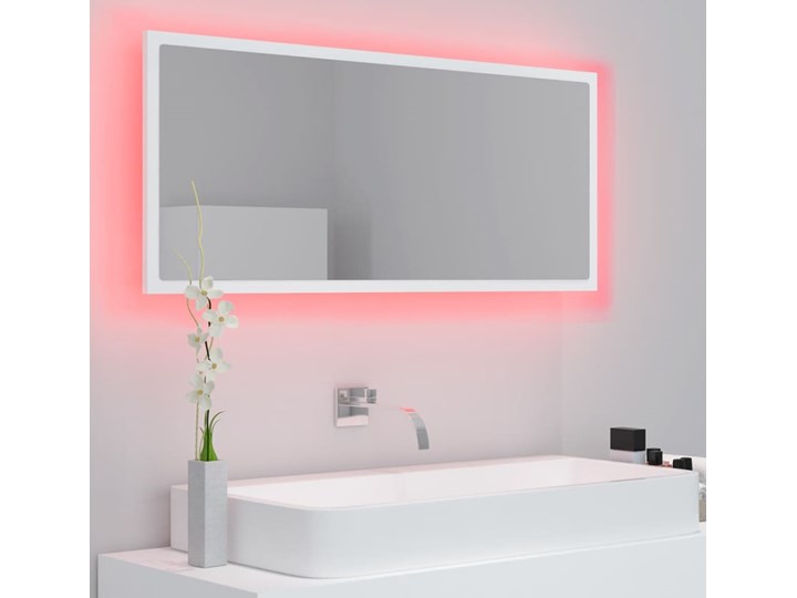 vidaXL Lustro łazienkowe z LED, białe, 100x8,5x37 cm, płyta wiórowa Prostokątne Lustro podświetlane Ścienne Styl Nowoczesny