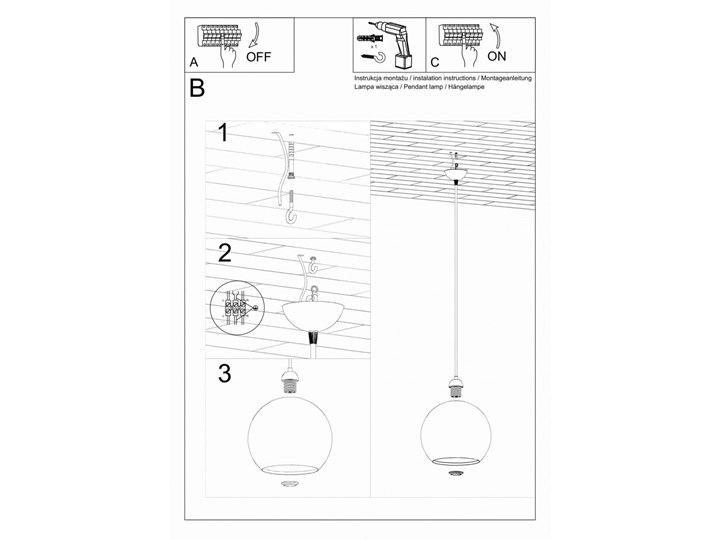 Szklana lampa wisząca kula Ball biały transparentny Szkło Stal Chrom Metal Kolor Przezroczysty Lampa z kloszem Lampa kula Kategoria Lampy wiszące