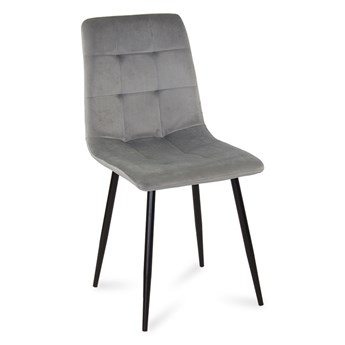 Krzesło welurowe do salonu na metalowych czarnych nogach szare 042V-G