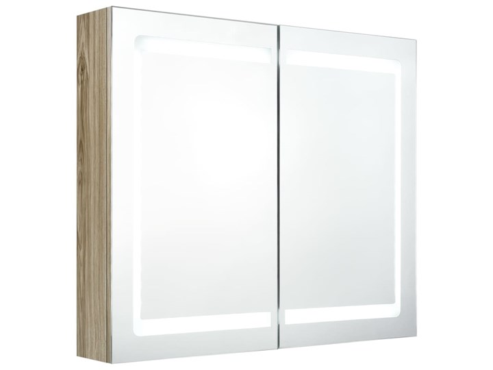 vidaXL Szafka łazienkowa z lustrem i LED, kolor dębu, 80x12x68 cm Szkło Drewno Wiszące Szafki Płyta MDF Kategoria Szafki stojące Rodzaj frontu Drzwiczki