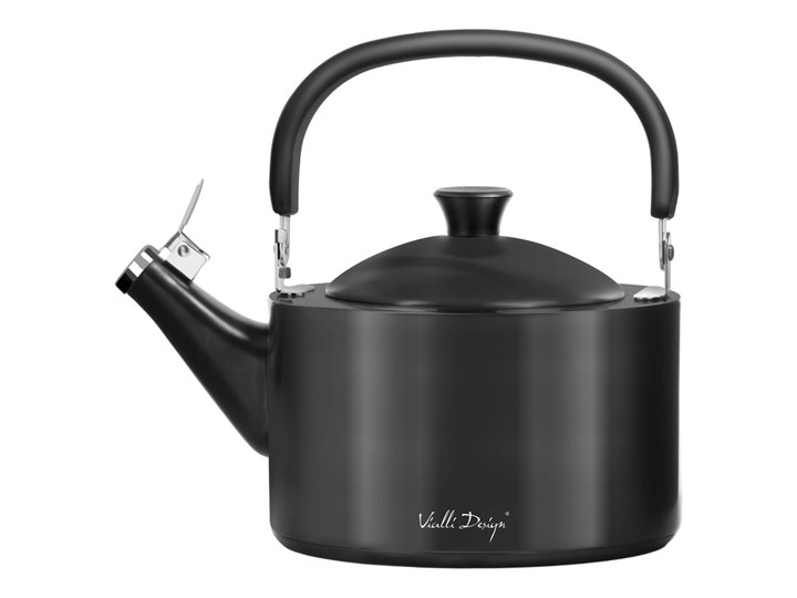 Czarny czajnik z gwizdkiem Vialli Design, 1,5 l Indukcja Ze stali nierdzewnej Kategoria Czajniki