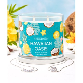 Charmed Aroma sojowa świeca zapachowa z biżuterią 12 oz 340 g Naszyjnik - Hawaiian Oasis