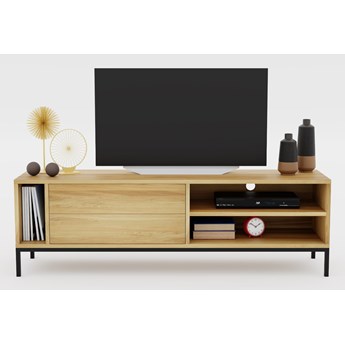 Szafka RTV Smooth Loft - lite drewno, komfortowe otwieranie szuflad na dotyk, nowoczesny loftowy design
