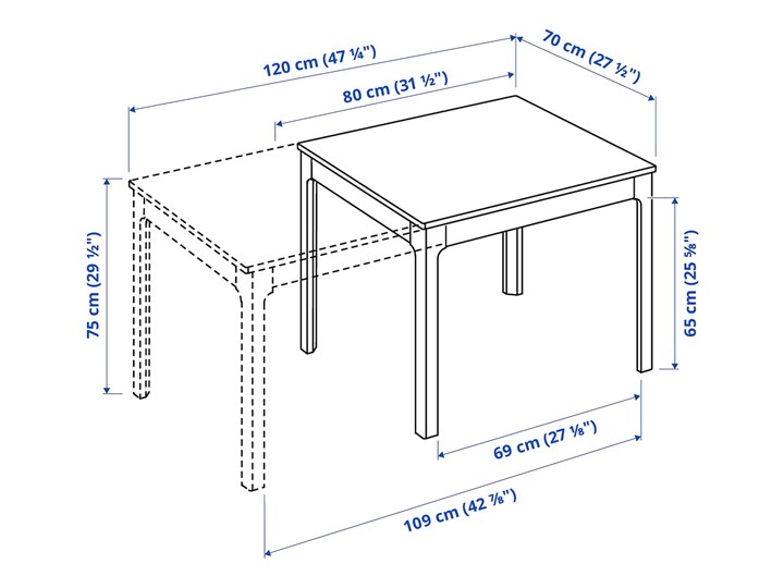 IKEA EKEDALEN / INGOLF Stół i 4 krzesła, biały/biały, 80/120 cm Pomieszczenie Jadalnia Kategoria Stoły z krzesłami