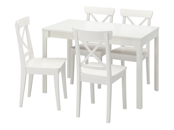 IKEA EKEDALEN / INGOLF Stół i 4 krzesła, biały/biały, 80/120 cm