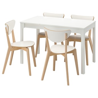 IKEA EKEDALEN / NORDMYRA Stół i 4 krzesła, biały/biały brzoza, 80/120 cm