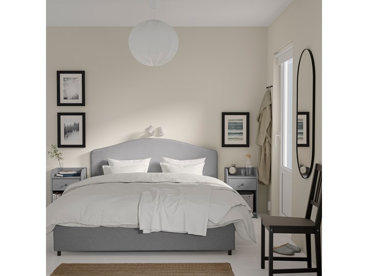 IKEA HAUGA Zestaw mebli do sypialni 3 szt, Vissle szary, 140x200 cm Pomieszczenie Sypialnia