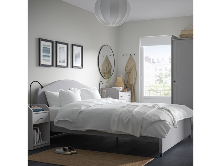 IKEA HAUGA Zestaw mebli do sypialni 5 szt, Vissle szary, 140x200 cm Pomieszczenie Sypialnia Kategoria Zestawy mebli do sypialni
