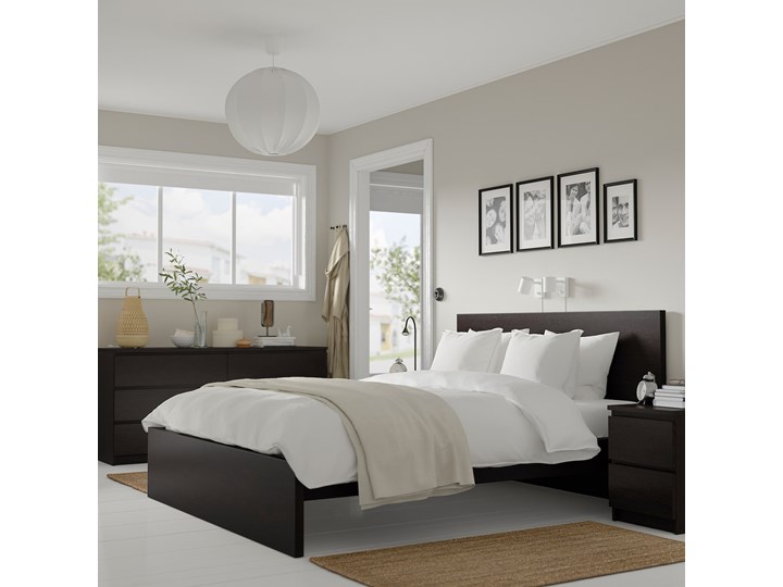 IKEA MALM Zestaw mebli do sypialni 4 szt, Czarnybrąz, 160x200 cm Pomieszczenie Sypialnia
