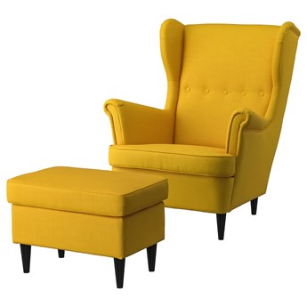 IKEA STRANDMON Fotel/podnóżek, Skiftebo żółty