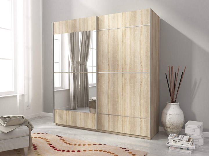 Szafa przesuwna MIKA IV 150 Kolor do wyboru Głębokość 63 cm Szerokość 150 cm Płyta MDF Wysokość 214 cm Metal Płyta laminowana Styl Nowoczesny