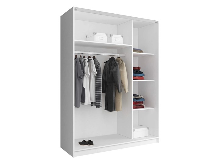 Szafa przesuwna MIKA VI 150 BIAŁA/RYFEL SONOMA Płyta laminowana Rodzaj drzwi Przesuwne Szerokość 150 cm Głębokość 63 cm Metal Wysokość 214 cm Płyta MDF Kolor Biały