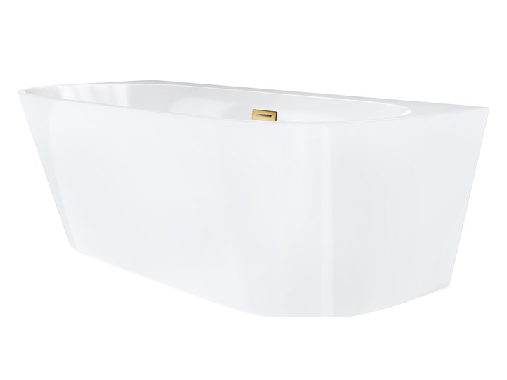 Wanna przyścienna wolnostojąca Corsan E030 Mono 160 cm z szeroką krawędzią i wykończeniem złotym Kategoria Wanny Długość 150 cm Prostokątna Akryl Wolnostojące Stal Kolor Biały