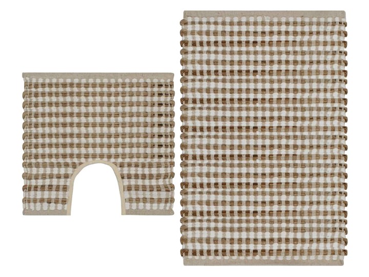 Komplet jutowych białych dywaników łazienkowych - Sohayo Juta 52x83 cm Poliester 50x52 cm Bawełna Kategoria Dywaniki łazienkowe