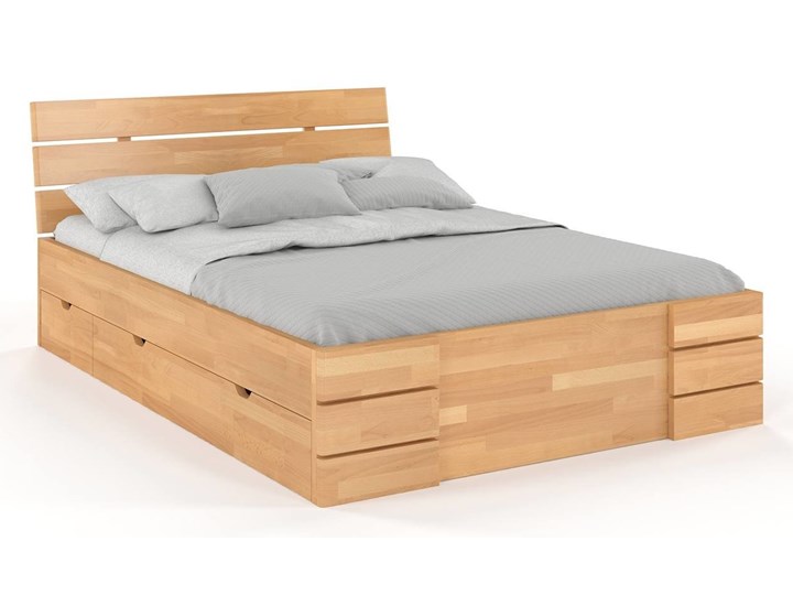 Łóżko drewniane bukowe Visby Sandemo High Drawers (z szufladami) Drewno Styl Tradycyjny Łóżko tapicerowane Kategoria Łóżka do sypialni