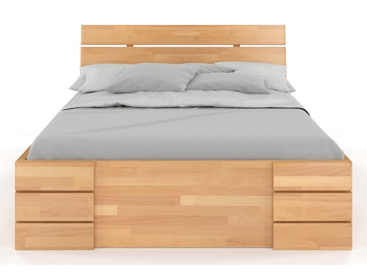 Łóżko drewniane bukowe Visby Sandemo High Drawers (z szufladami) Łóżko tapicerowane Drewno Styl Tradycyjny