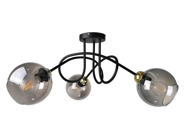 Żyrandol natynkowy RIN 3xE27/60W/230V czarny/złoty Metal Szkło Kategoria Lampy sufitowe