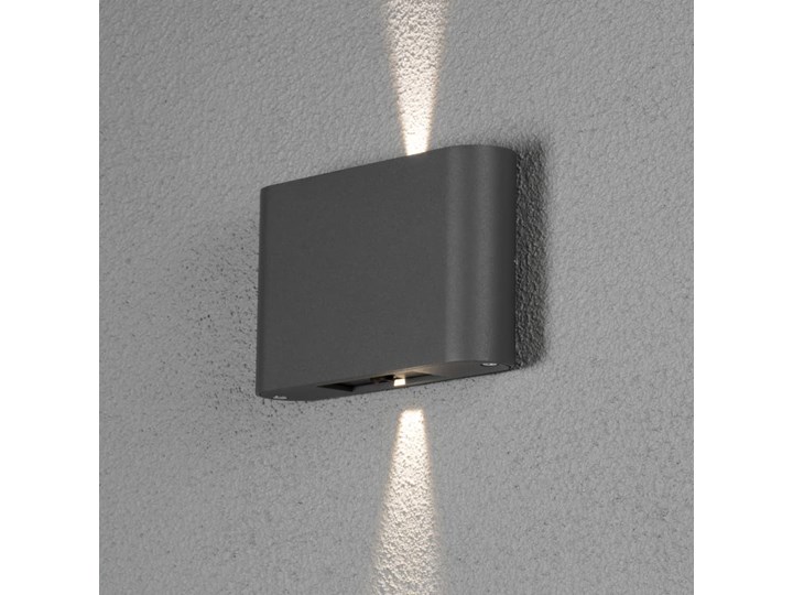 KONSTSMIDE Lampa ścienna LED Chieri, 2 x 6 W, antracytowa Kolor Czarny Lampa LED Kinkiet ogrodowy Kategoria Lampy ogrodowe