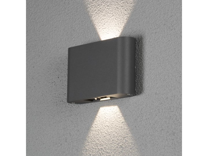KONSTSMIDE Lampa ścienna LED Chieri, 2 x 6 W, antracytowa Lampa LED Kinkiet ogrodowy Kolor Czarny