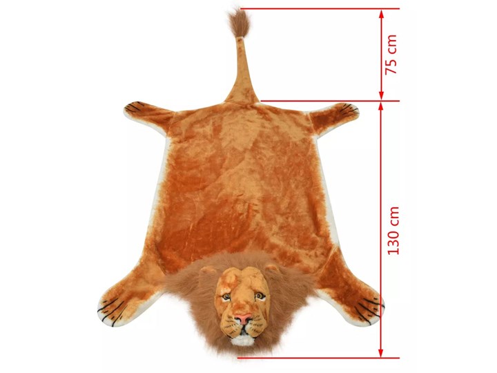 vidaXL Pluszowy dywan, lew, brązowy, 205 cm 111x205 cm Dywany Nieregularny Dywaniki Poliester Pomieszczenie Pokój przedszkolaka