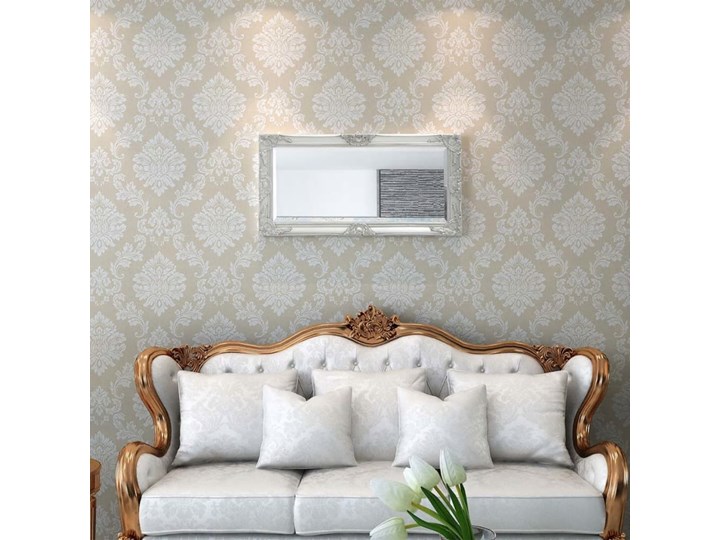 vidaXL Lustro ścienne w stylu barokowym, 100x50 cm, srebrne Lustro z ramą Prostokątne Styl Tradycyjny Pomieszczenie Garderoba