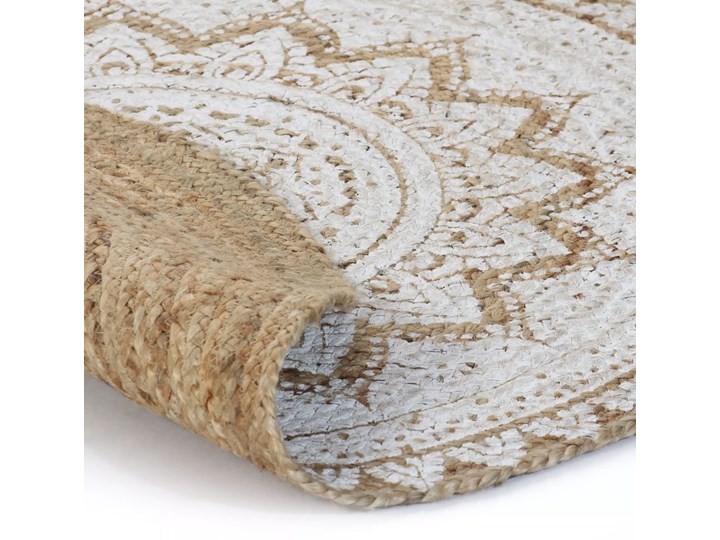 vidaXL Dywan pleciony z juty z nadrukiem, 90 cm, okrągły Juta 90x90 cm Dywany Kategoria Dywany