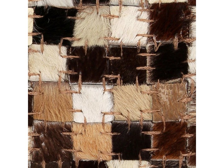 vidaXL Patchworkowy dywan ze skóry bydlęcej, 80x150 cm, brązowo-biały Dywany Prostokątny Pomieszczenie Salon Wełna Skóra Kolor Beżowy